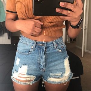 Denim ripped shorts